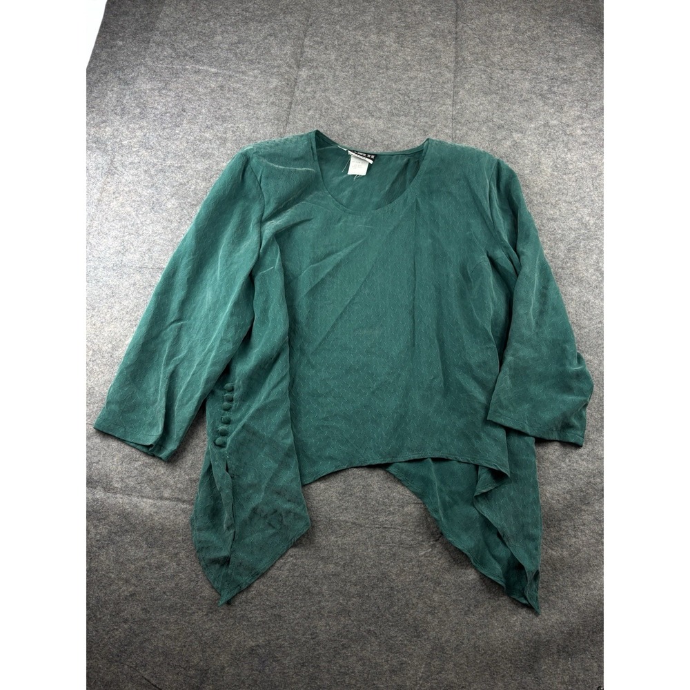 Vintage WR11 Sport Women's 16 Green‎ Rayon Top Shoulder Pads Western Hippie